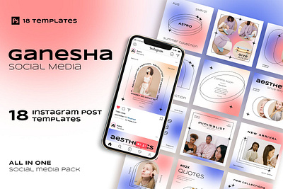 Aesthetic Gradient Instagram Posts & Stories 3d aesthetic animation branding clean corporate design graphic design illustration instagram instagram posts instagram stories logo modern motion graphics multipurpose presentation template website