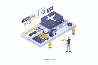 Travel App 3d 3d animation 3d art 3d character 3d illustration animation app banner branding concept design graphic design illustration isometric landing page logo motion graphics page travel ui