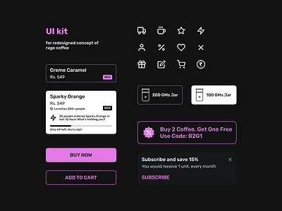 UI Kit - Rage Coffee Redesign Concept components design figma ui ux ui design ui kit