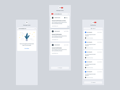 Notification and Message center aif clean crm dashboard erp interface iu design message notification ui design ux widget