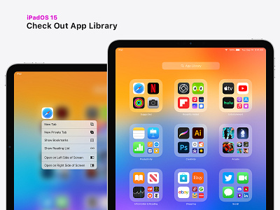 iPad App Library Concept apple appleconcept humaninterface ios ios15 ipados ipados15 uidesign uxui wwdc