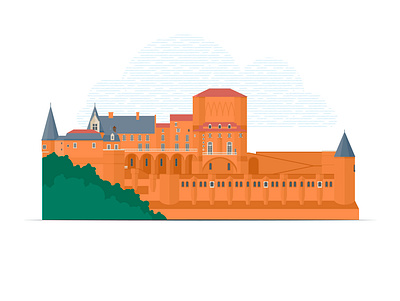 Palais de la Berbie d'Albi albi blanc brique illustration pierre rose rouge vector