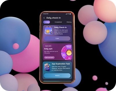 Daily check in rewards screen uiux design spin wheel ui ux