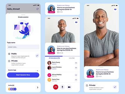 Video conference & voice online sessions App app call comment live meeting online ux video voice