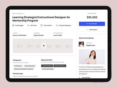 Learnexus.com - Fixed price details 2.0 dashboard design details elearning employer fixed price freelancer interface job price project search ui ux web