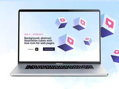 Background, abstract illustration cubes with love icon abstract brand branding clean cloud cube design illustration likelove minimalist sky texture ui ux web webdesign
