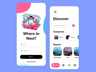 Travel Mobile Application app application colorful flights illustration mobile mobile ui travel travel app traveling user interface ux vacation