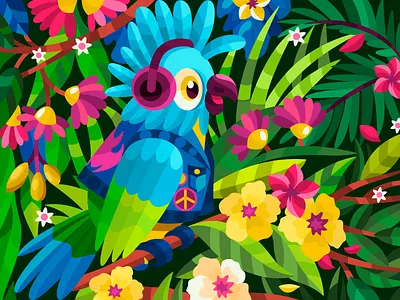 Jungle rock art artist artwork branding cartoon cartoon illustration color coloringbook design digital digitalillustration digitralart flat illustrator logo parrot cockatoo ui vector vectorart vectorillustration