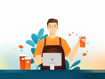Illustration for Apple cafe coffee illsut illustration staff vector worker