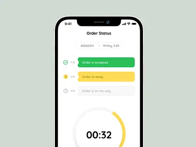 Food Delivery – Order status aif app clean complate delivery delivery app design food food delivery interface iu design mobile mobile app order servis status timer ux