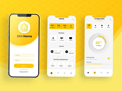 DiGi Home - Smart Home App Ui app app design clean ui design graphic design home automation illustration ios iphone app mobile app mobile app smart devices mobile app design mobile ui product design smart home trendy ui ui design uiux ux