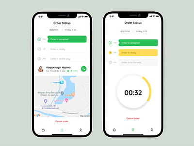 Food Delivery – Order page aif app clean delivery delivery app design food food delivery interface iu design map mobile mobile app order order status status ux