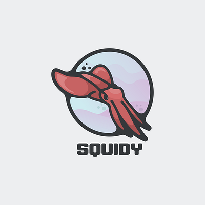 squidy animals animation branding design flat illustration logo sea squid typography ui ux vector