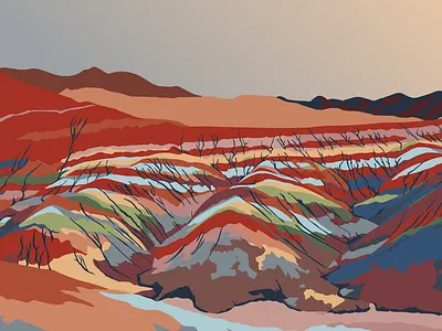 Rainbow mountain in China china crypto currency digital art editorial illustration illustration landscape nature illustration nft nftart rainbow mountain travel vector illustration