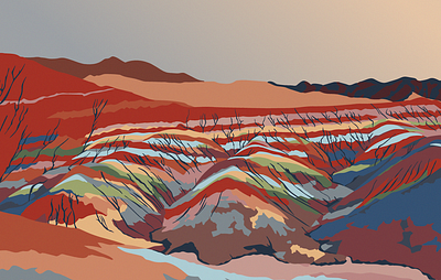 Rainbow mountain in China china crypto currency digital art editorial illustration illustration landscape nature illustration nft nftart rainbow mountain travel vector illustration