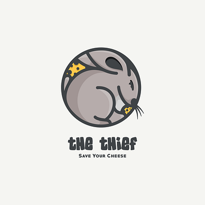 the thief animals animation branding cheese design flat illustration logo mouse rat typography ui ux vector