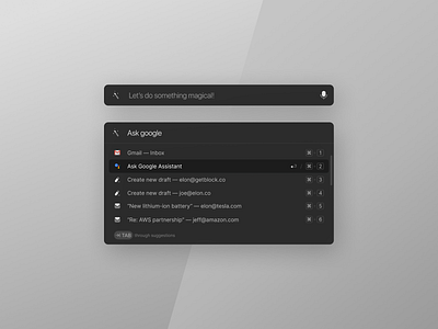 Shortcut assistant - dark UI app assist assistant assistant app cut darkmode design desktop key keys minimal short shortcut shortcuts spot spotlight style ui ux