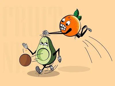 Fruits Ninja adobe illustrator angry art creative fight fruits graphicdesign green illustration orrange vector