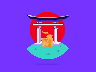 Japanese torii ⛩️ 2d blog post country cute design fintech flat design hanateh illustration japan money transfer paysend simple