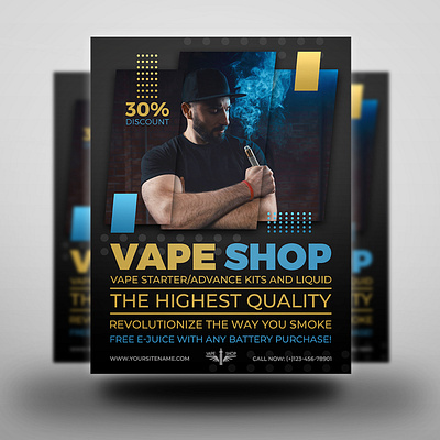 Vape Shop Flyer Template clean corporate design flyer food illustration leaflet logo poster smoke smoking ui vape vapor