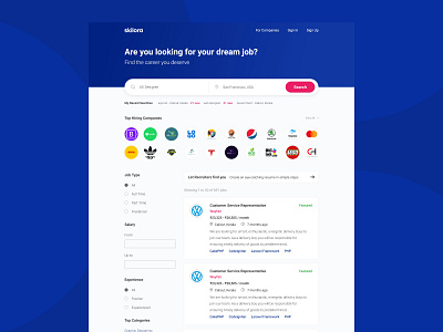 Latest job listing page for skilora.com adobe adobe xd design job listibg job search jobs minimal design mockup ui website xd