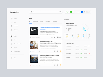 News website aif app blog clean dashboard design interface iu design media news news website newspaper topic ui ux web site widget