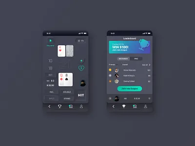 Black Jack app design neumorphism ui