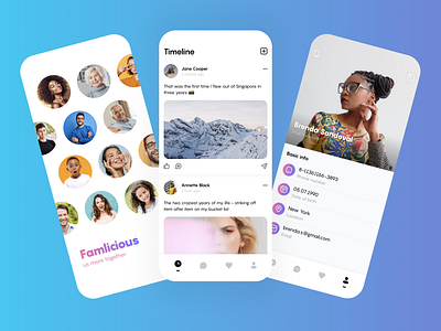 Social App | Social network | Social Chat app chat clean design family famlicious feed ios minimal mobile mobile social app profile social social network socialmedia stories timeline ui ux