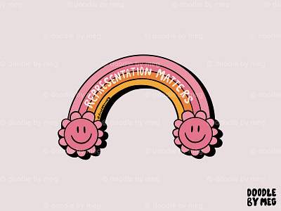 Representation Matters design diversity drawing flower flowers groovy illustration lettering lgbtq pride procreate rainbow representation smiley face typography vintage
