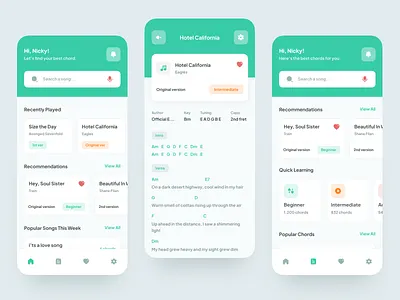 Chord App app design chord app clean clean design desain design guitar app mobile app mobile design music app typography ui ui design uiux user experience user interface ux ux design