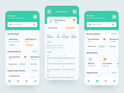 Chord App app design chord app clean clean design desain design guitar app mobile app mobile design music app typography ui ui design uiux user experience user interface ux ux design