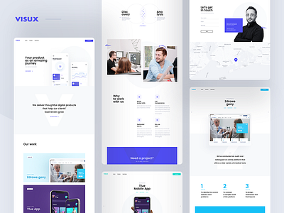 visux.net app blue branding business clean corporate design green landing layout page saas software ui ux visux web website white