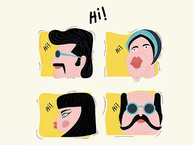 Hi! boy girl illustration man woman