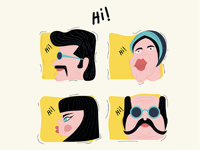 Hi! boy girl illustration man woman