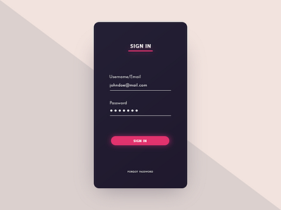 Dark theme mobile login app design minimal ui