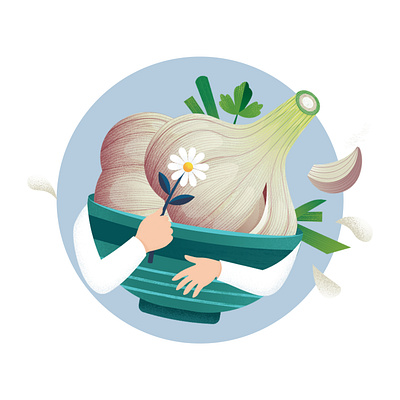 Food illustration adobe illustrator adobe photoshop amsterdam bieze branding design digital illustration editorial food illustration garlic greens health holland illustration logo packaging vega vegan veggie