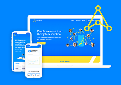 Anthill Ai Website & Branding blue branding employment graphic design logo responsive ui ux web design webflow yellow