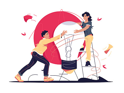 Light bulb as symbol for bright idea team
