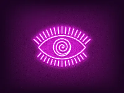 Magic Eye eye hypnosis hypnotic icon illustration iris logo look magic mesmerism neon purple see sight sign spiral symbol vector view vision