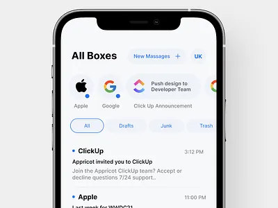 MailBox of iOS 15 app apple branding design iphone minimal ui ux