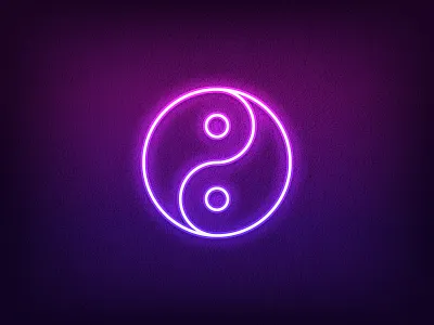 Neon Yin Yang balance buddhism equilibrium harmony icon illustration karma logo meditation neon outline sign symbol tao vector violet yang yin yoga zen