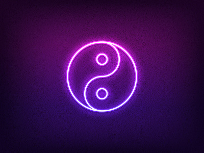 Neon Yin Yang balance buddhism equilibrium harmony icon illustration karma logo meditation neon outline sign symbol tao vector violet yang yin yoga zen
