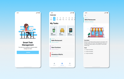 Smart Task Management App - Mobile UI app design illustration mobile