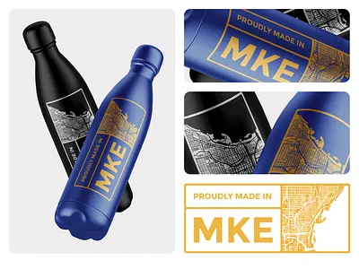 Made in Milwaukee badge brand branding city clean design graphic design icon illustration logo milwaukee minimal mockup my city vector water bottle