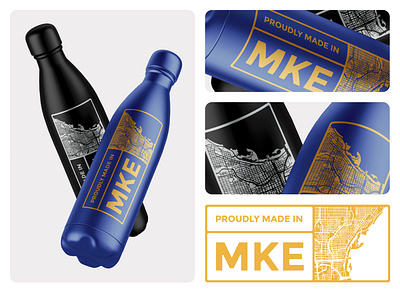 Made in Milwaukee badge brand branding city clean design graphic design icon illustration logo milwaukee minimal mockup my city vector water bottle