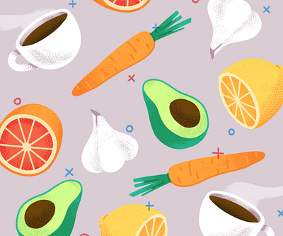 Food avocado carrot coffee design editorial garlic illustration lemon orange texture