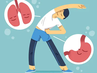 Lung and Intestinal Health character design editorial happy health healthcare illustration organs texture