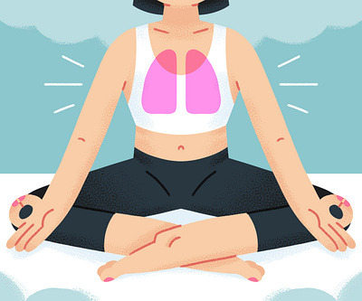 Yoga and Asthma asthma breathe breathing design exhale illustration inhale lungs meditation texture woman yoga