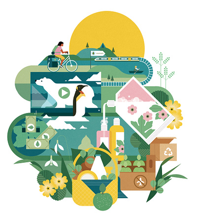 ECO² cover digital editorial environment folioart illustration magazine nature sally caulwell vector