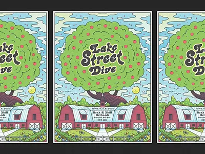 Lake Street Dive apple apple tree farm flowers gig poster illustration lake street dive lsd nature orchard trees